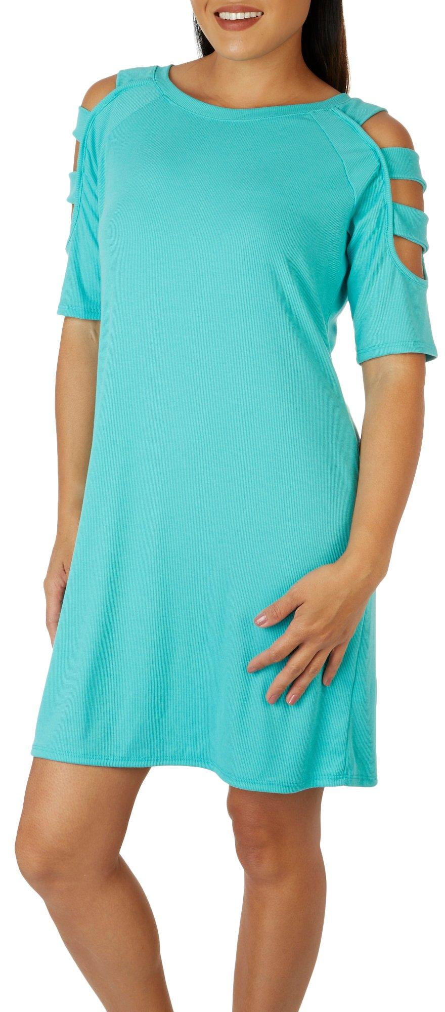 Ava James Womens Ribbed T-Shirt Dress ...